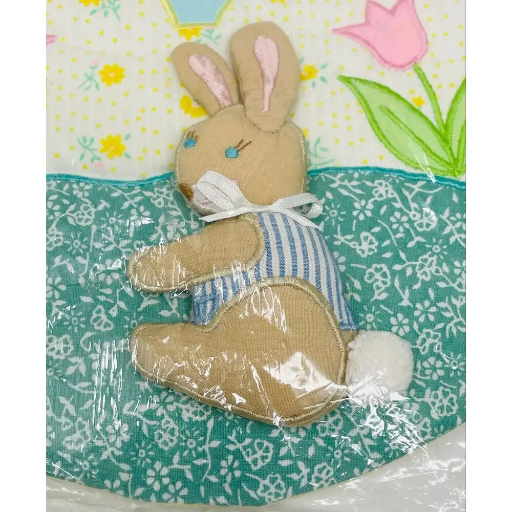 Kubla Crafts Baby Bib Appliqué Soft Sculpture Rabbit NEW Vintage 1989 NIP-NOS